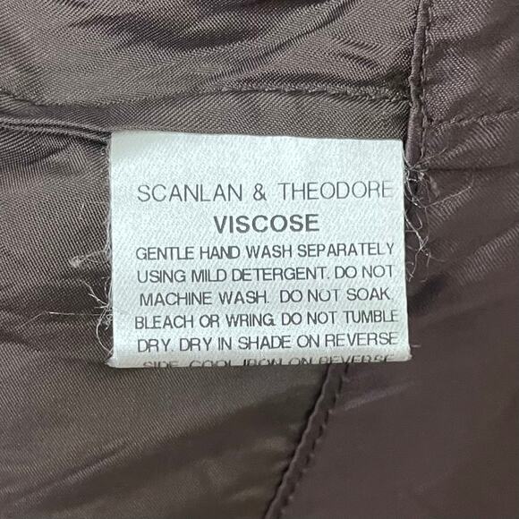 Scanlan Theodore Dress Womens Medium Brown Satin Mini Quiet Luxury Minimalist - Picture 11 of 14